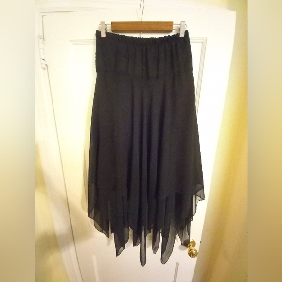 Vintage sharktooth hem flowy maxi skirt grunge goth 2000s alternative - Picture 4 of 7